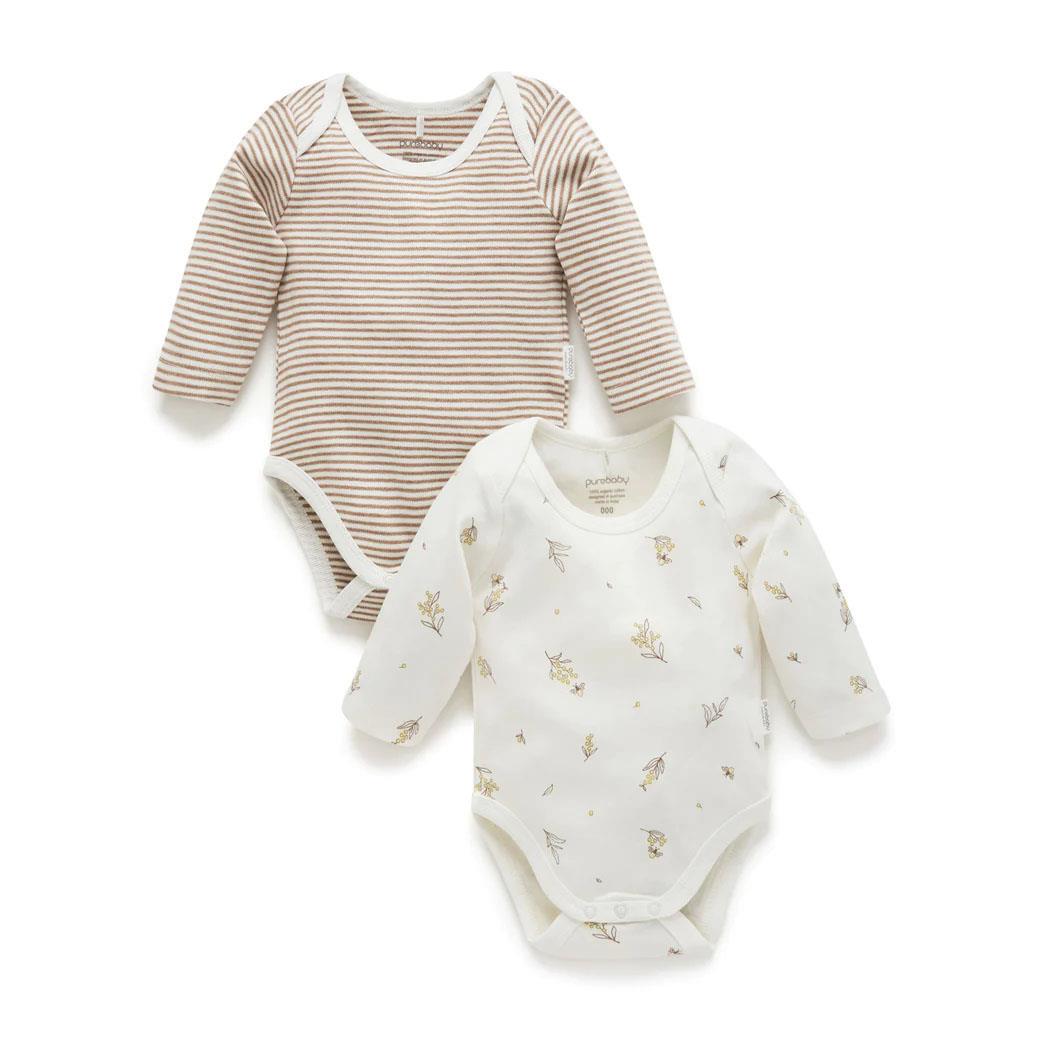 Purebaby Easy Neck LS Bodysuit 2 Pack